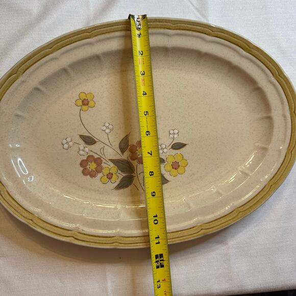 Vintage Crown Manor Floral Garden Serving Platter Stoneware Japan  11" x 16" EUC - Picture 6 of 6